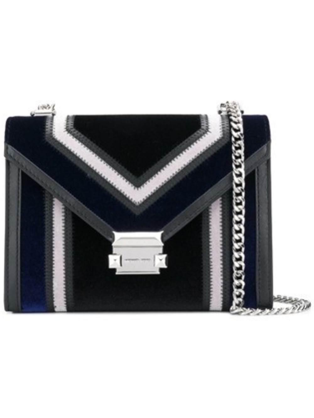 Michael Kors Navy and Black Velvet Chain Shoulder Bag